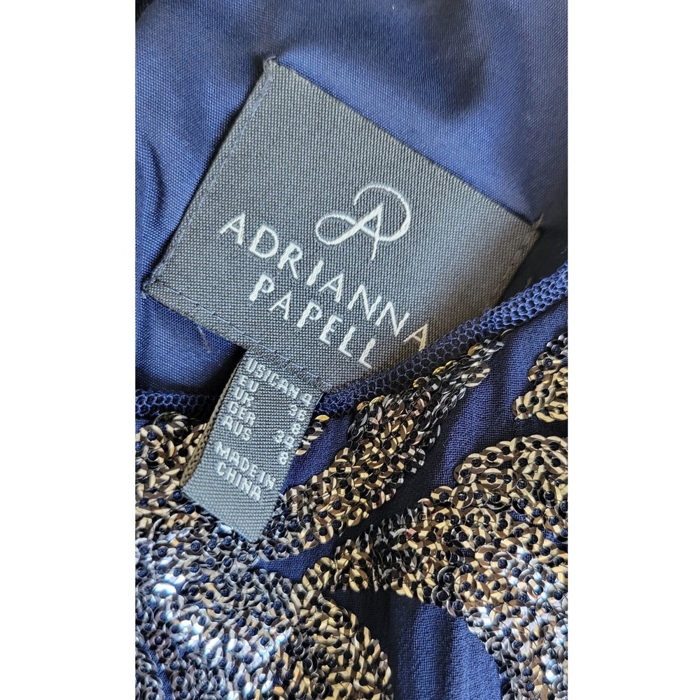Adrianna Papell Navy Sequin Swirl Dress - Picture 3 of 6